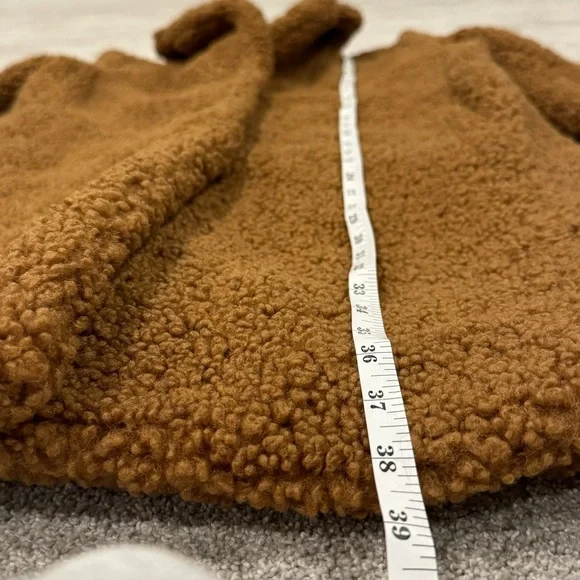 J. CREW Teddy Sherpa Topcoat Peacoat Brown Size Medium Like New - Picture 9 of 12